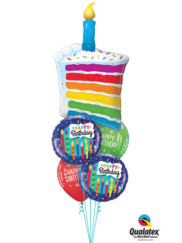 Ballonstrauß Helium Stück Kuchen mit Kerze Geburtstag Luftballone Party