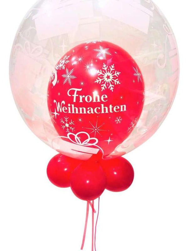 Geschenk Ballon Frohe Weihnachten im Luftballon schwebende Bubble mit Dekoration und Gewicht