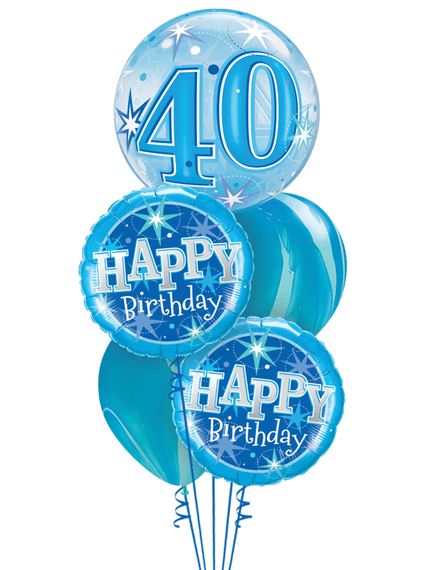 zum Geburtstag blaue Helium Luftballone als Geschenk und Dekoration