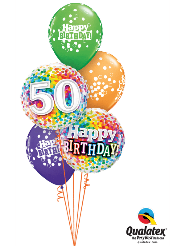 Ballonstrauß Helium Geburtstag bunte Farben Konfetti Design