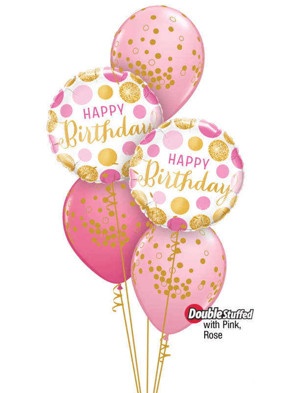 Ballonstrauß Helium Geburtstag pink gold weiß