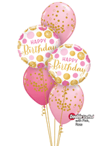 Ballonstrauß Helium Geburtstag pink gold weiß