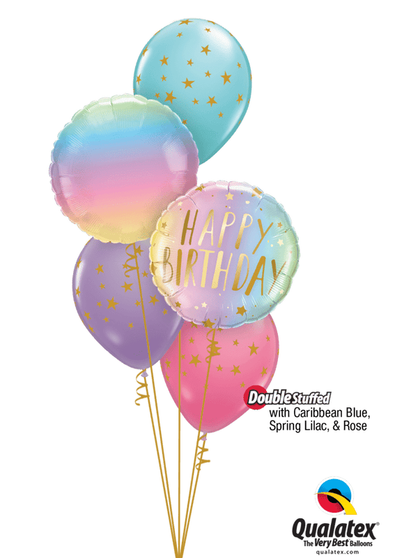 Ballonstrauß Helium Geburtstag Farbe flieder türkis gold