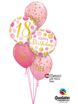 Ballonstrauß Helium Geburtstag pink gold weiß