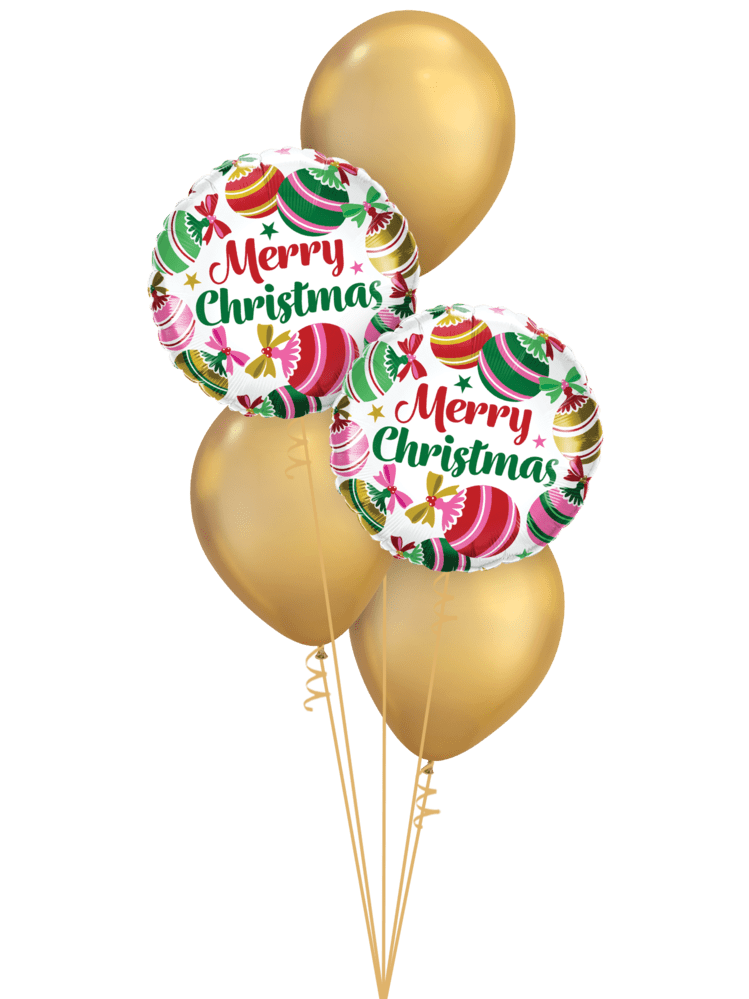 Ballon Strauss Weihnachten Merry Christmas rot gold inkl. Helium und Gewicht