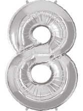 Folienballon große Zahl XXL. Farbe Silber. Helium. Größe 86cm