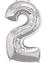 Folienballon Zahl. Farbe Silber. Helium. Größe M 66cm