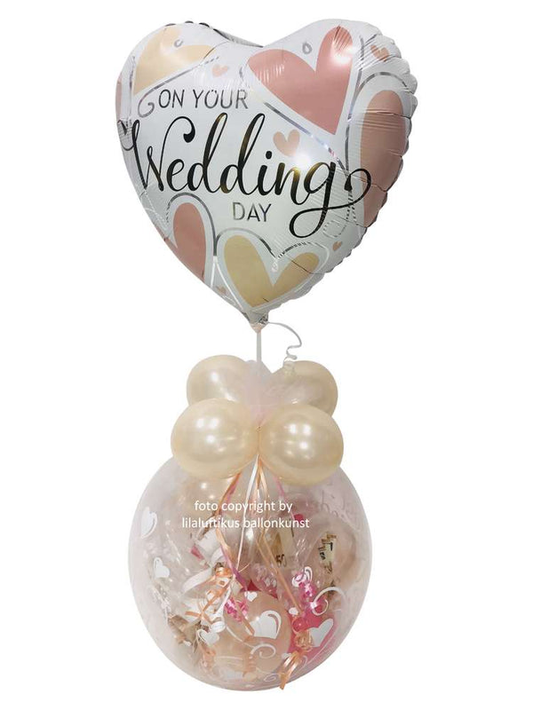 Geschenk im Ballon Hochzeit Vintage Style mit Wedding Herz