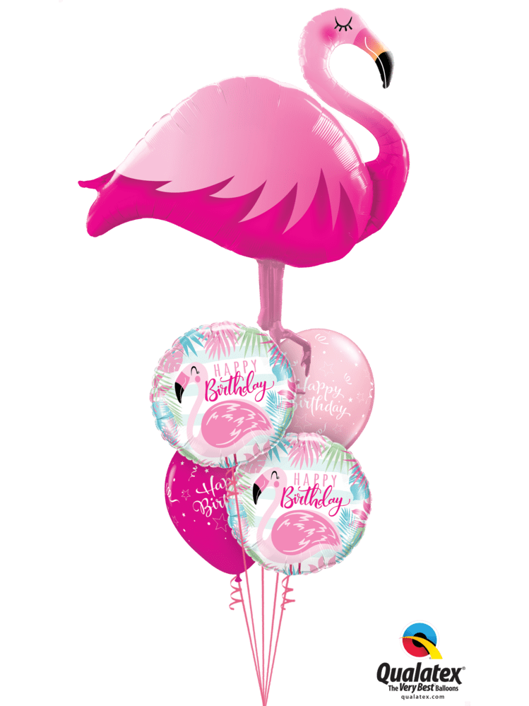 Ballon Strauss Flamingo Geburtstag schwebend