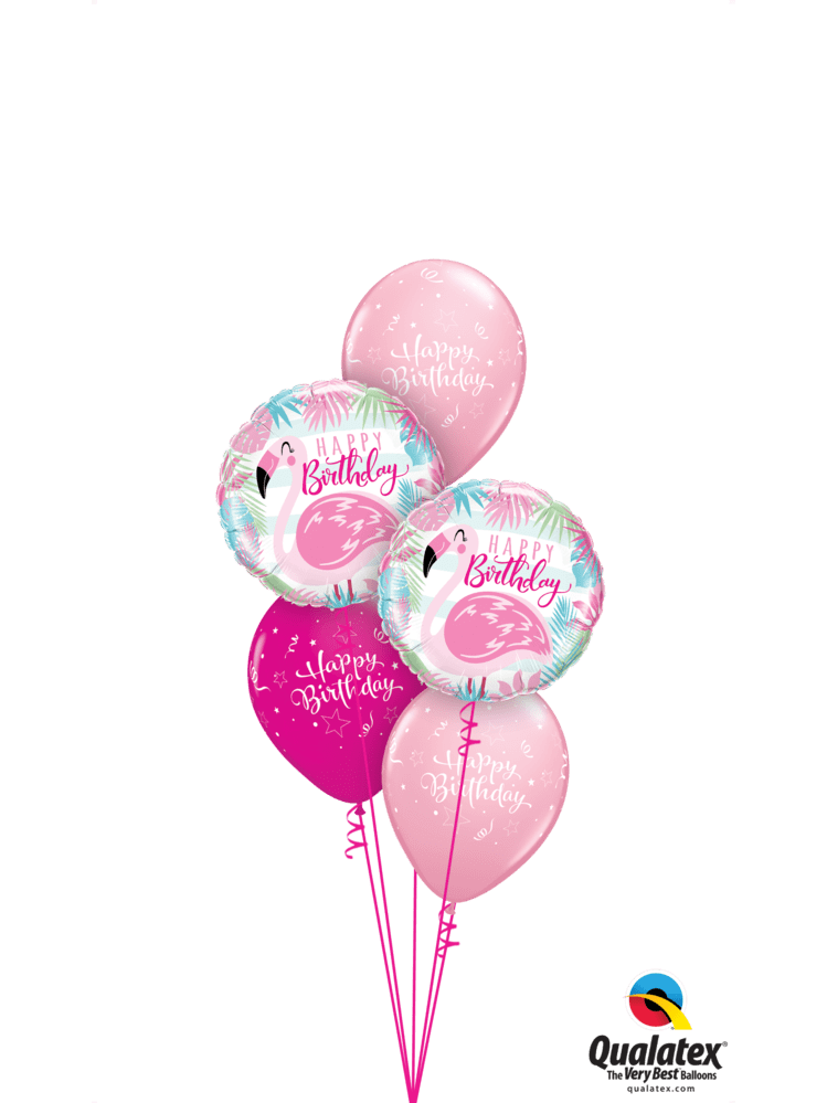 Ballon Strauss Flamingo Motiv Happy Birthday Geburtstag schwebend