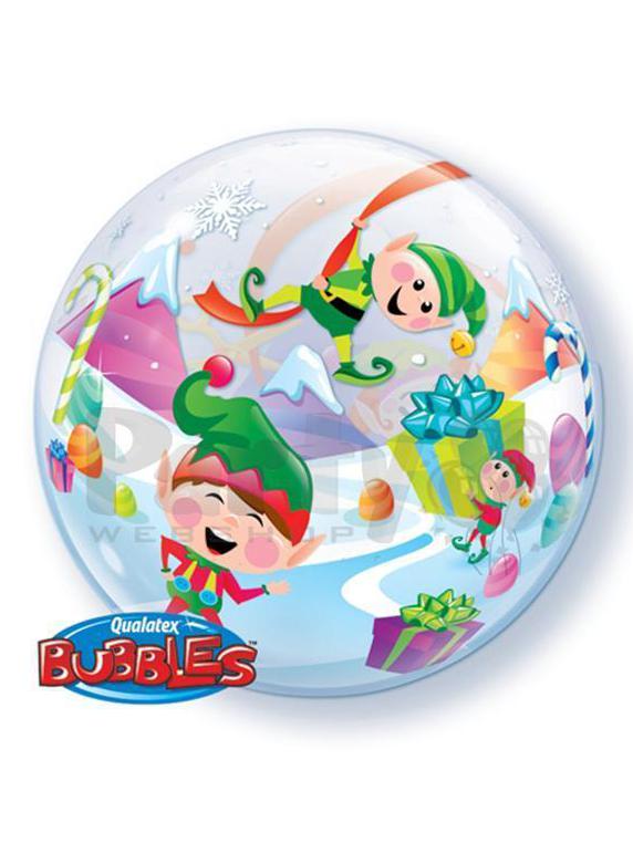 Bubble Ballon Weihnachten Elfen Wichtel Geschenke. 56 cm. mit Dekoration und Gewicht