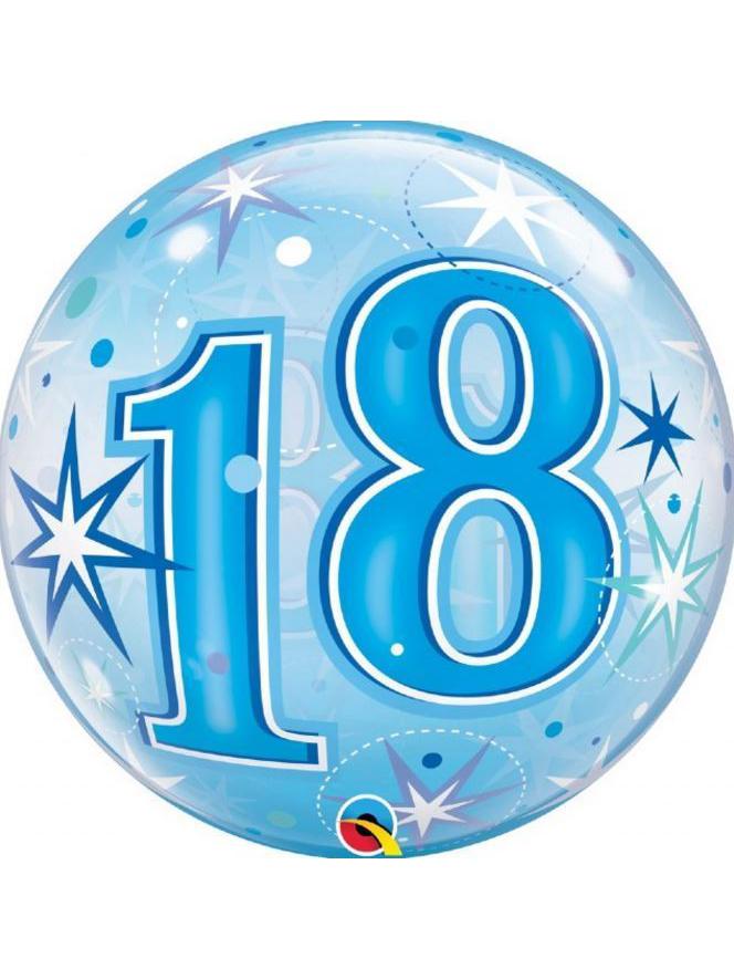 Bubble Ballon Geburtstag in blau mit verschiedenen Zahlen.  56 cm. inkl. Dekoration und Gewicht