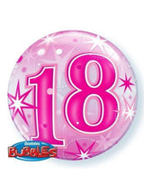 Bubble Ballon Geburtstag in pink, verschiedene Zahlen, 56 cm. inkl. Dekoration und Gewicht