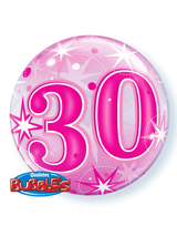 Bubble Ballon Geburtstag in pink, verschiedene Zahlen, 56 cm. inkl. Dekoration und Gewicht