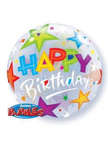 Bubble Luftballon Helium Geburtstag Happy Birthday Sterne
