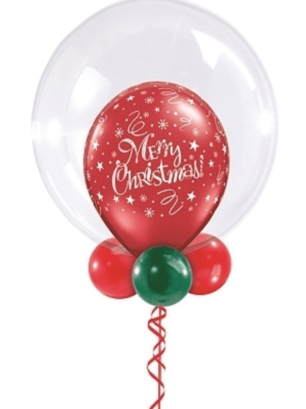 Geschenk Ballon Merry Christmas im Luftballon schwebende Bubble mit Dekoration und Gewicht