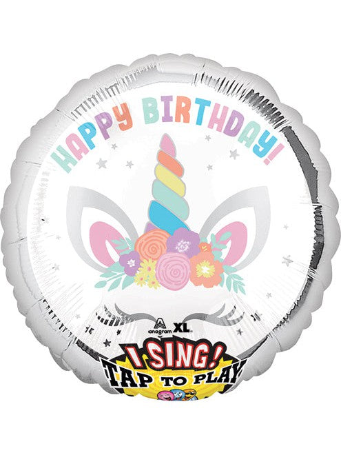 Singender Ballon Einhorn Helium Kinder Geburtstag Happy Birthday mit Deko und Gewicht