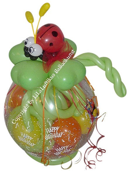 Geschenk im Ballon Marienkäfer aus Ballons