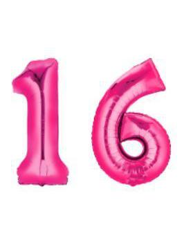 Folienballon Zahl. Farbe Pink. Helium. Größe M 66cm