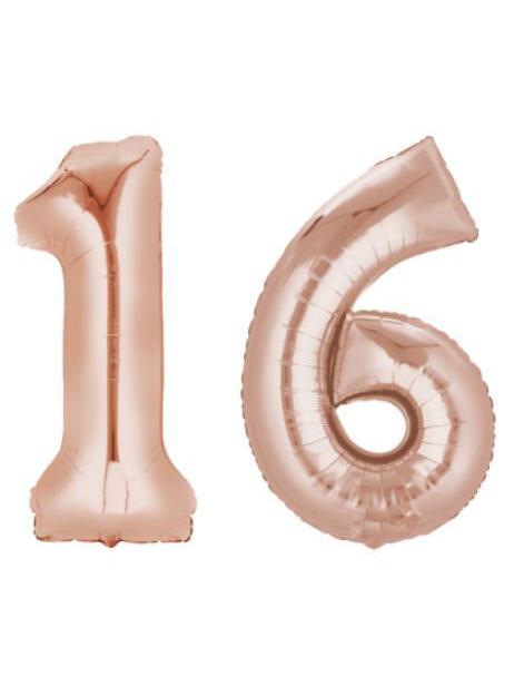 Folienballon Zahl. Farbe Rose Gold. Helium. Größe M 66cm