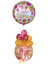 Geschenk im Ballon Geburtstag Farbe pink gold weiß mit diversen Zahl-Folien