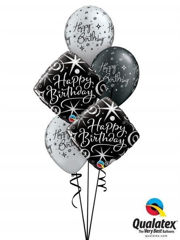 Ballonstrauß Helium Geburtstag Farbe silber schwarz verschiedene Zahlen