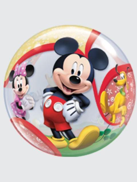 Luftballon Mickey Mouse Bubble Ballon. 56 cm. inkl. Helium mit Dekoration und Gewicht
