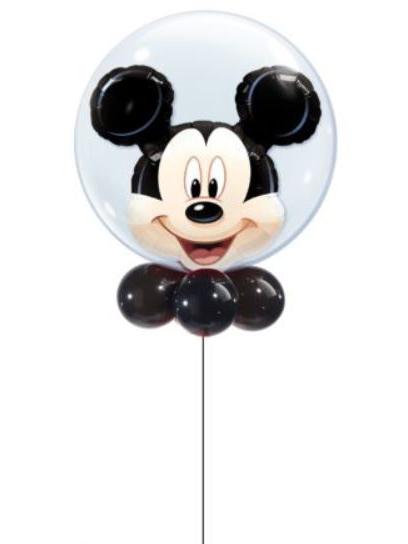 Luftballon Mickey Mouse Double Bubble Ballon. 56 cm. inkl. Helium mit Dekoration und Gewicht