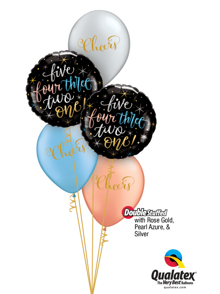 bunter Ballon Strauß Happy New Year inkl. Helium und Gewicht