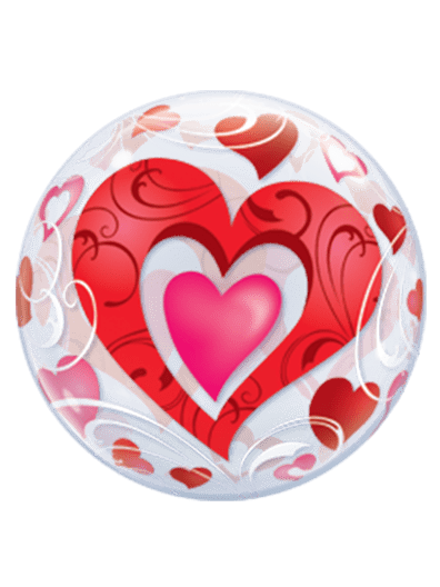 Valentinstag Bubble Helium Luftballon rote Herzen 56 cm Geschenk Liebe mit Gewicht und Dekoration
