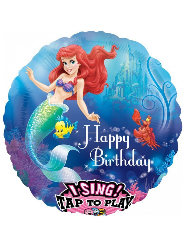 Singender Ballon Helium Kinder Geburtstag Meerjungfrau Arielle Happy Birthday mit Deko und Gewicht