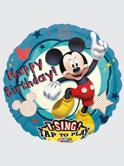Singender Ballon Mickey Mouse Helium Kinder Geburtstag Happy Birthday mit Deko und Gewicht
