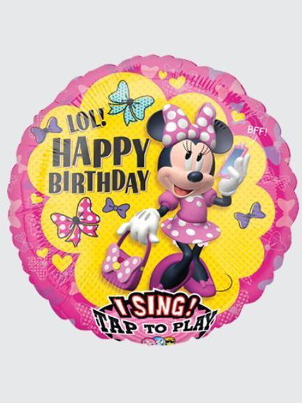 Singender Ballon Minnie Mouse Helium Kinder Geburtstag Happy Birthday mit Dekoration und Gewicht