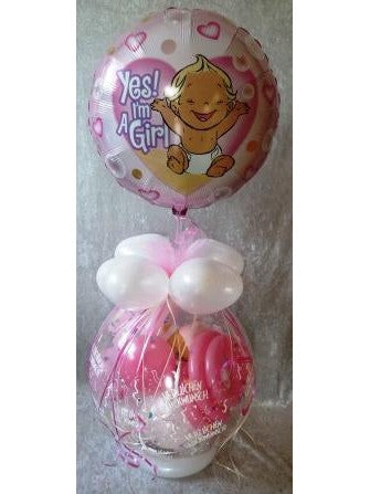 Geschenk im Ballon Geburt Mädchen oder Junge mit Folienballon